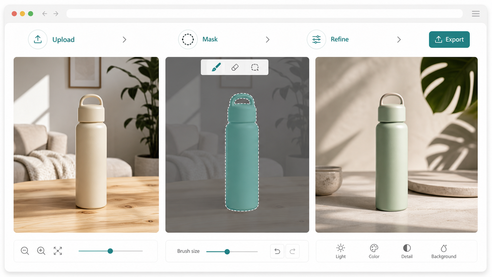 Referenzbildbearbeitung workflow in einem Browser-Editor